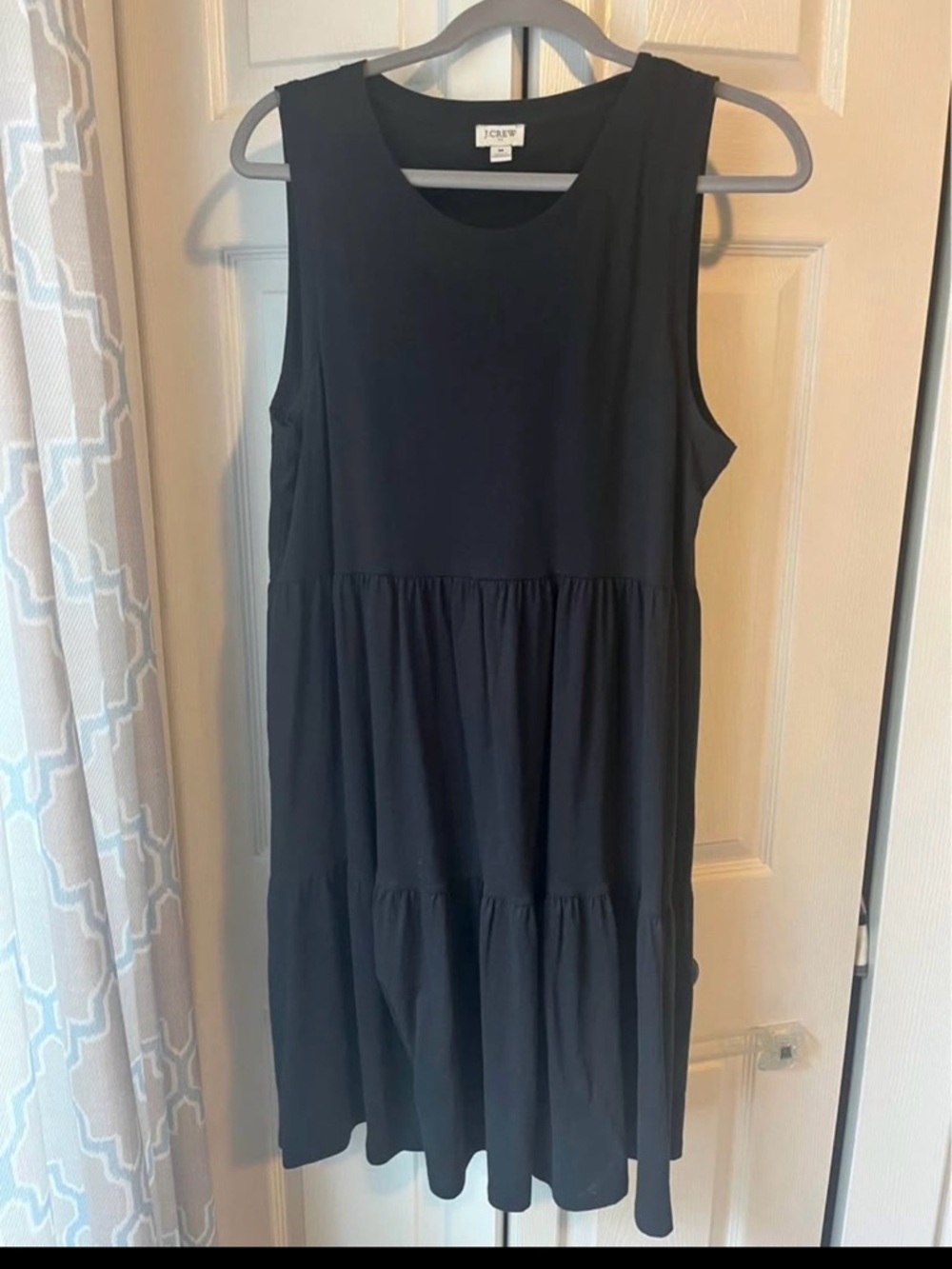 J. Crew Black Sleeveless Tiered Midi Dress